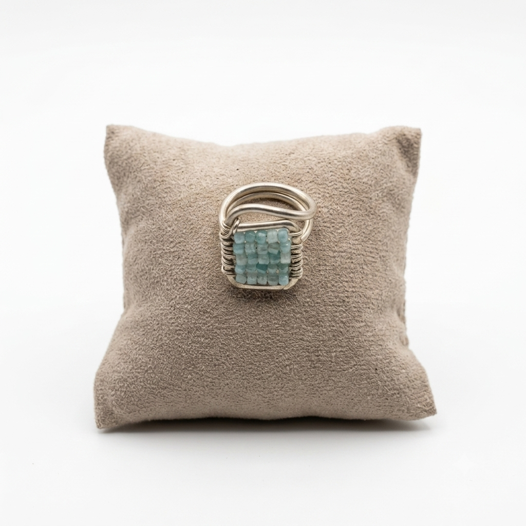 Anello cucito acqua marina